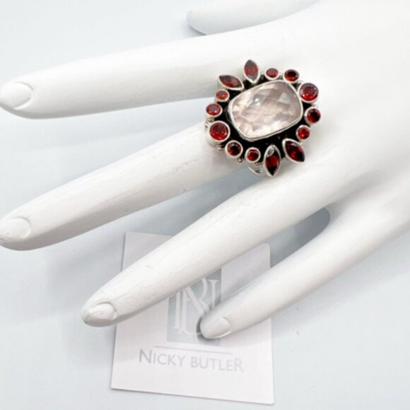 🌟NICKY BUTLER One of a Kind 925 Silver Rose Quartz Garnet Size 9 Ring NE… - Picture 15 of 15